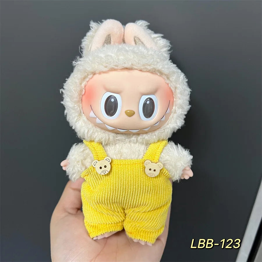 Cute Mini Plush Doll Clothes for 17cm Labubu Many Kinds of Overalls Clothes Accessories