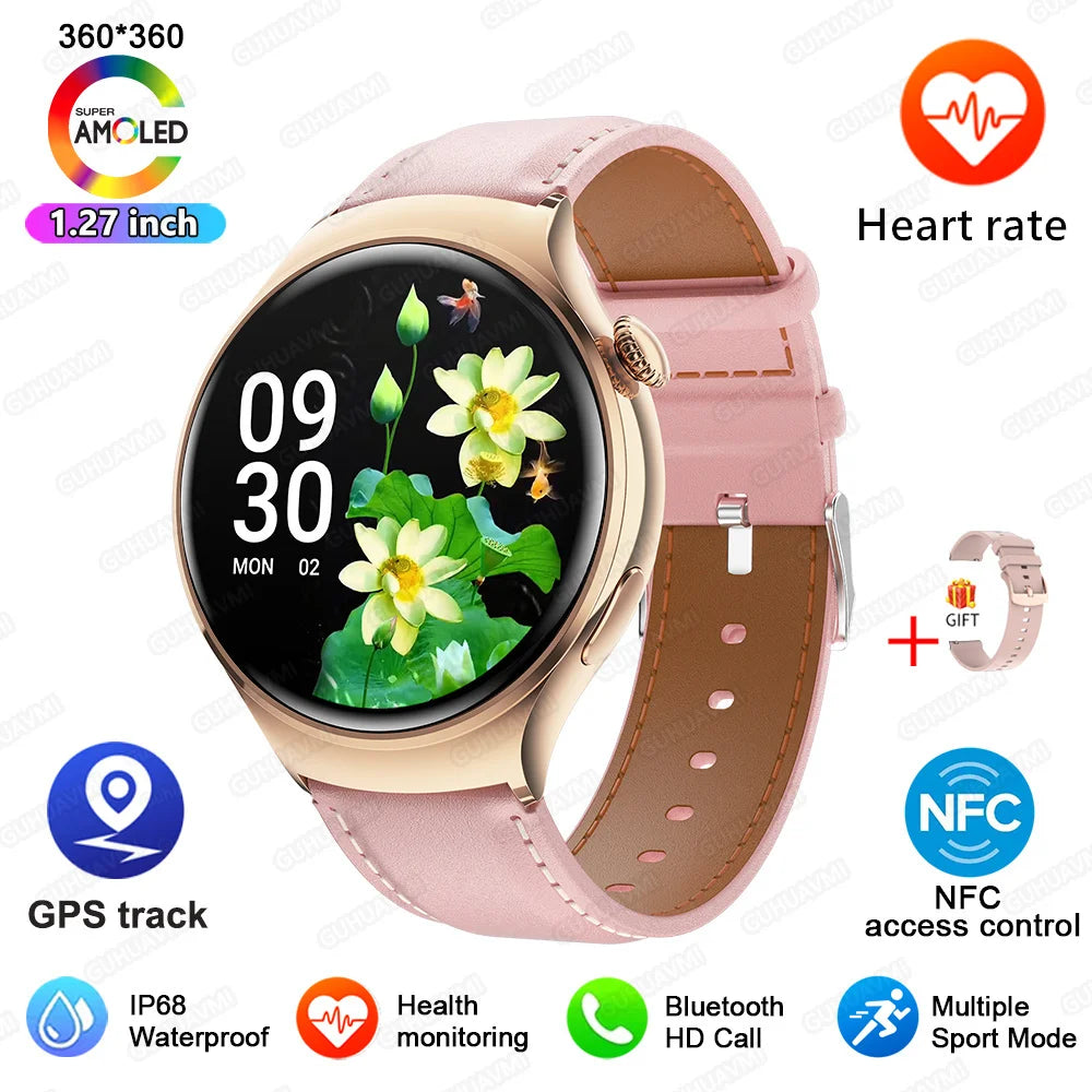 2025For HUAWEI Smart Watch Women GPS Trajectory Heart Rate Blood Pressure NFC Bluetooth Call 1.27inch AMLOED Smartwatches Ladies