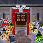 6pcs/set Solar-Powered Christmas Lawn Lights Santa Tree & Reindeer Designs for Outdoor Decor Waterproof Garden Lights Holiday