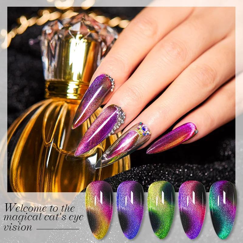 7pc Cat Magnetic Nail Gel Polish Set Long Lasting Glitter Nail Supplies Soak Off UV/LED Vernis Gel Kit for Manicure Design