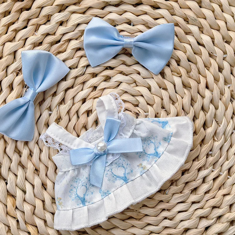 For 15/17cm Labubu  Plush Doll's   Bow Dress  Clothes  Outfit Doll Accessories
