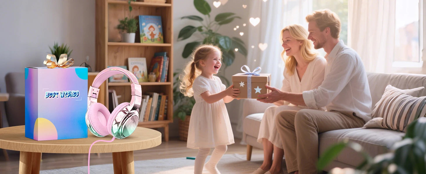 Wired Kids Headphones for School 85/94dB Volume limited Over Ear Headphones for Kids Girls Foldable Gaming Headset with Mic