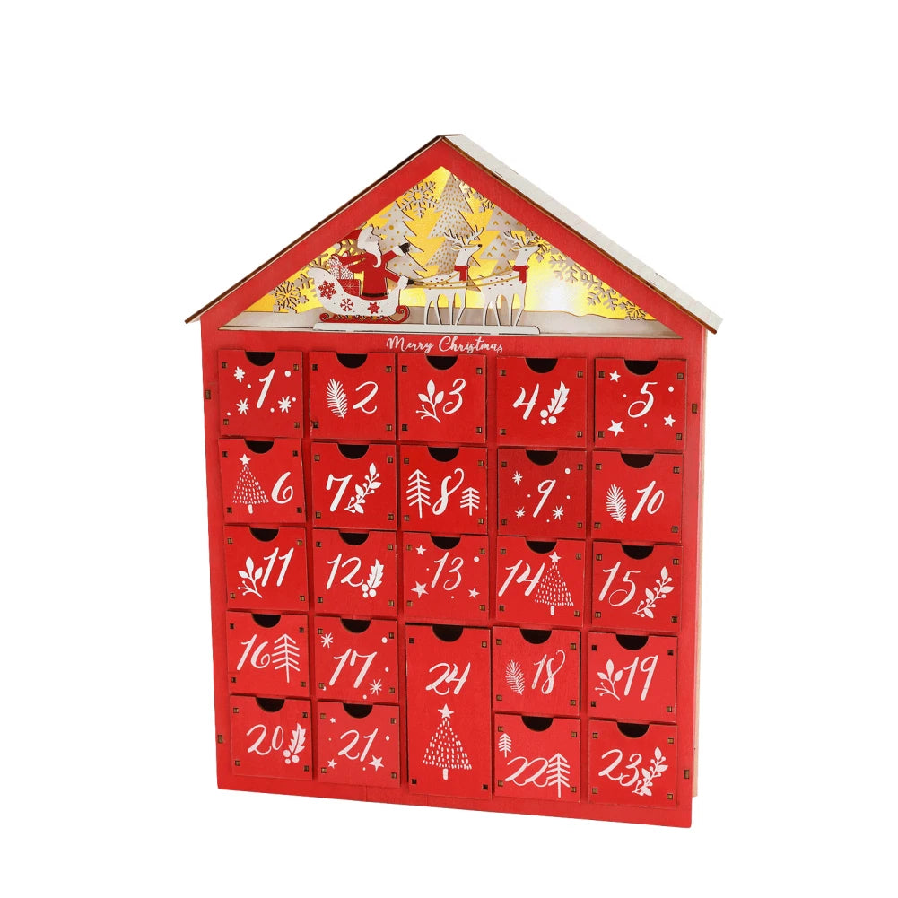 Red House Christmas Wooden Advent Calendar With 24 Storage Drawers Countdown To Christmas Decoration Candy Storage Box