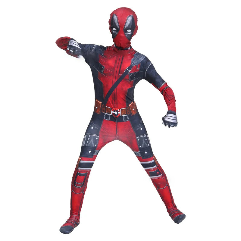 New Movie Character Role Play Costume Superhero Deadpool Costume Mask Sword Bag Suits Halloween Party Cosplay Jumpsuit 3D Style