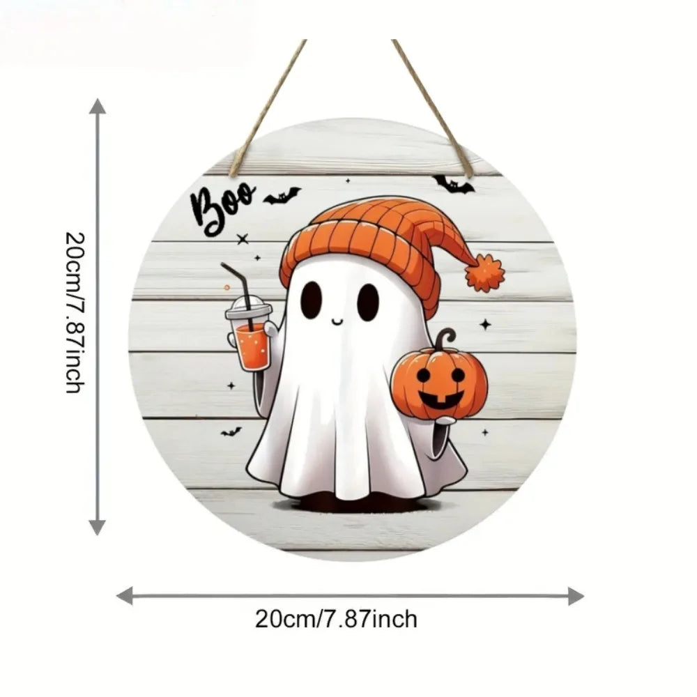 2D Rustic Style Halloween Boo Pumpkin Mystery Teacher, Suitable for Home, Office, Door, Living Room, Halloween Decoration, Gifts