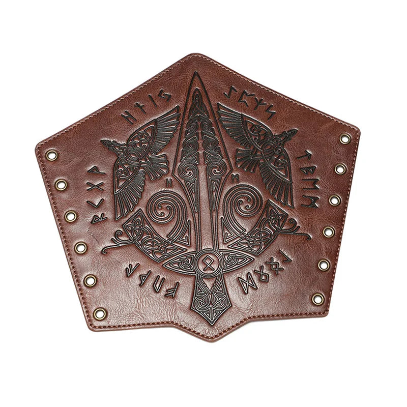 Medieval PU Leather Gauntlet Wristband Medieval Arm Bracers Punk Bracer Wrist Guards for Halloween Warrior Knight Photo Props