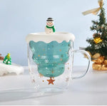 Christmas Tree Cup Transparent Double Heat Resistant Creative Couples Mug Snowflake Drinking Glass Children's Gift Coffee Cups