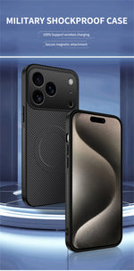 Ultra Thin Carbon Fbier Magnetic Leather Case for iPhone 17 Air 16E 16 15 14 13 Pro Max for Magsafe Shockproof Military Cover