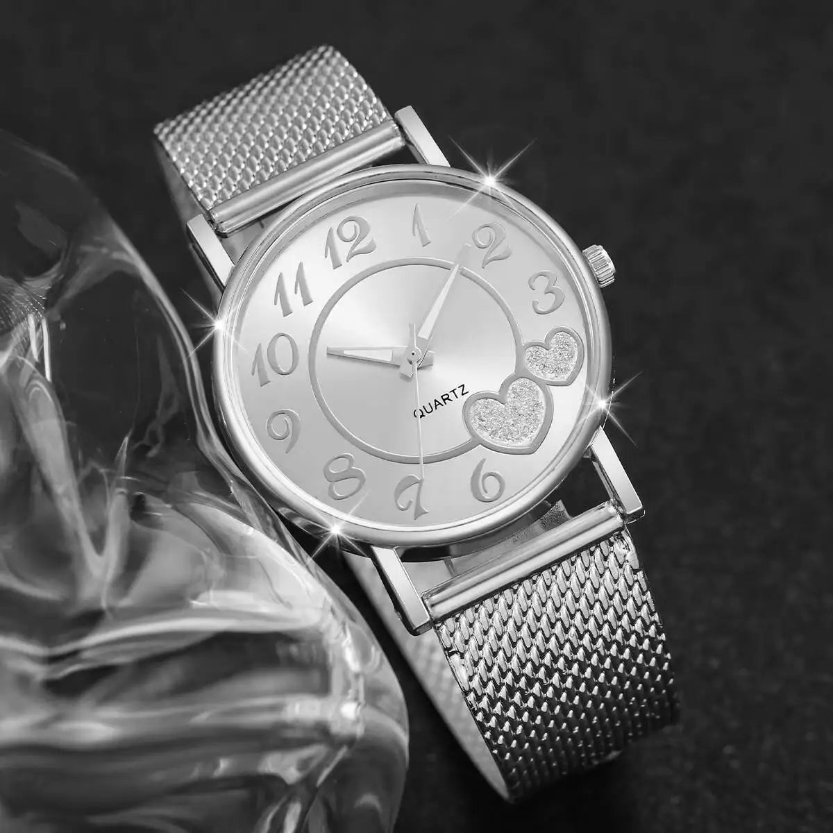 1/3PCS Fashion Heart Dial Women Watches Casual Plastic Strap Quartz Wristwatch Reloj Mujer（Without Box）