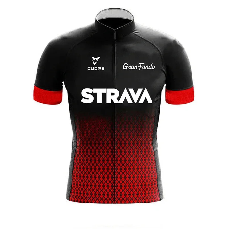 Strava Cycling Jersey Set Mens Bib Shorts Bicycle Short Sleeve Cycling Clothing Bike Maillot Ciclismo Hombre Black Sets For MTB