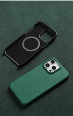 for Magsafe Case for iPhone 17 15 16 Pro Max Air 16Pro Natural Cowhide Lychee Leather Magnetic Protector Luxury Phone Back Cover