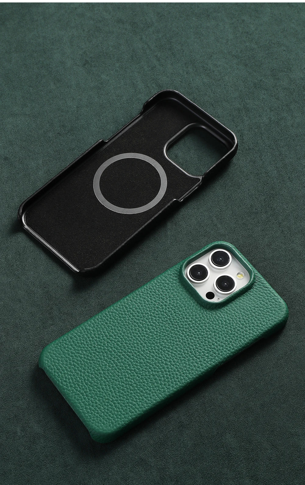 for Magsafe Case for iPhone 17 15 16 Pro Max Air 16Pro Natural Cowhide Lychee Leather Magnetic Protector Luxury Phone Back Cover