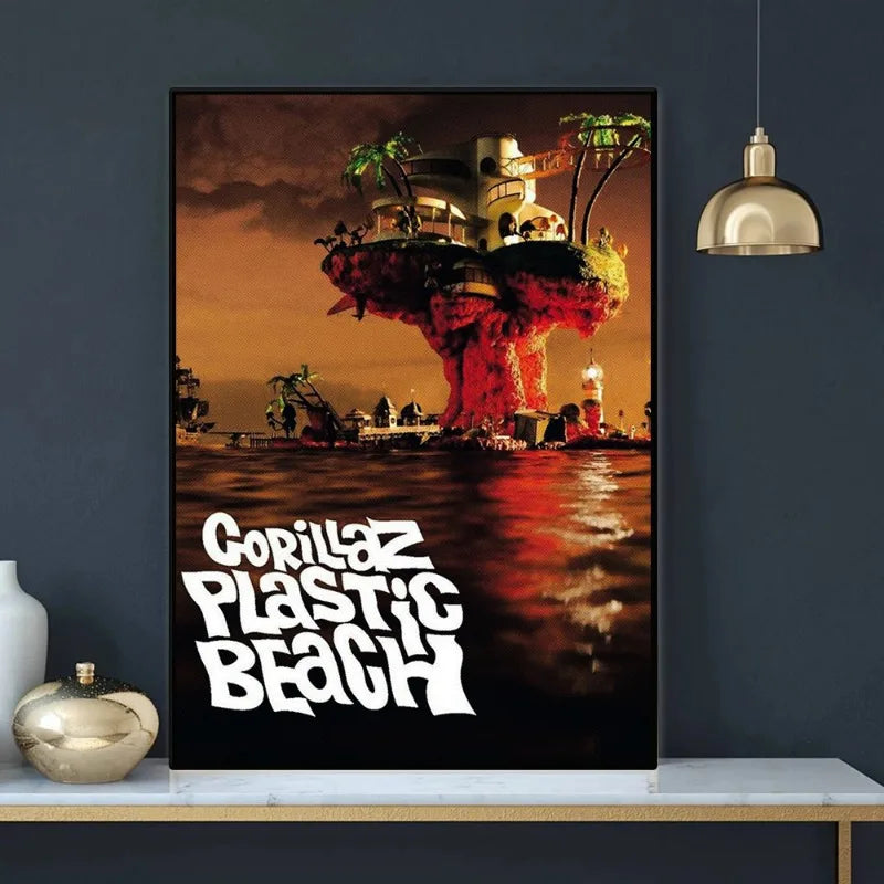 Virtual Anime Rock Band Gorillaz Poster Modern Music Album Cover Canvas Painting Wall Art for Club Living Room Home Decor Mural