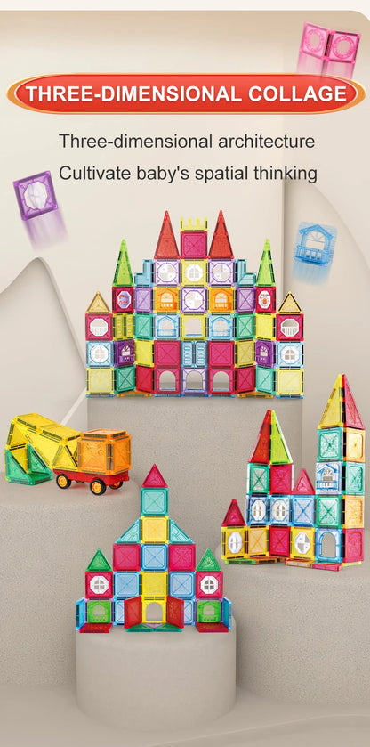 Magnetic Tiles for Kids Ages 3-5 4-8 Magnet Toys for 3 4 5 6 7 8+ Year Old Boys Girls Toddlers Magnetic Building Blocks Preschoo