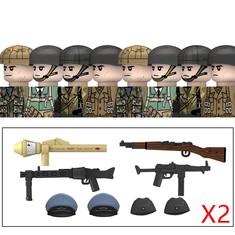 Military WW2 German Navy Armored Troops Building Blocks US 101st Britain Soviet Union Soldiers Infantry Weapons Bricks Toys Kids