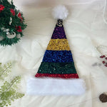 Splicing Christmas Santa Hat Xmas Long Plush Holiday Red Hat For Woman And Man Unisex 2025 New Year Festive Party Supplies Gifts