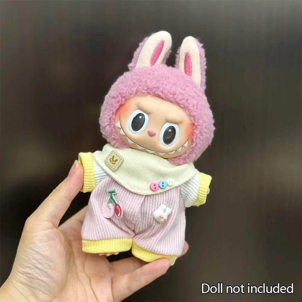 Mini Plush Doll'S Clothes Outfit Accessories For Korea Kpop Exo 15-17cm Labubu Idol Overalls set Clothing Gift