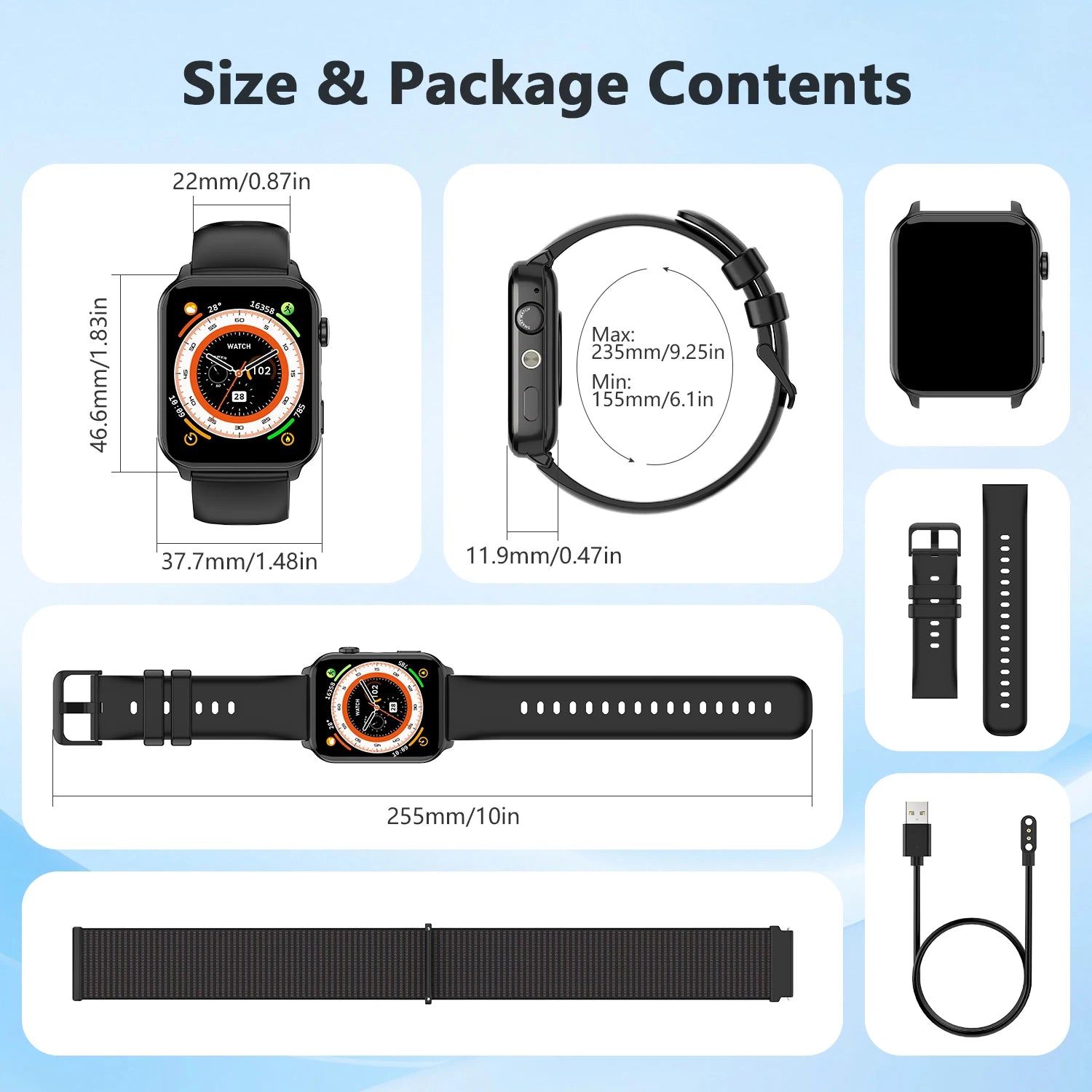 New 2025 Blackview R30 Max Smartwatch with LED Flashlight 1.91'' TFT Screen Health Monitor Bluetooth Watches for Men Women Gifts