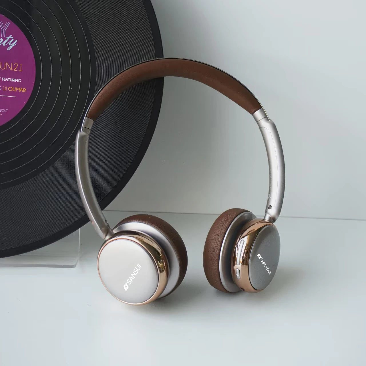 Sansui DT11 ANC Wireless Bluetooth 5.4 Headphone -45dB Active Noise Reduction Headsets 50H Playtime Over Ear Retro Earphones