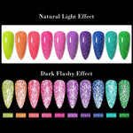 MEET ACROSS 7ml Pink Fluorescent Reflective Gel Nail Polish Glitter Neon Semi Permanent UV LED Gel Nail Art Varnish Manicure