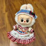 2025 New 17cm Blind Box Labubu Costume Cosplay Changeable Handmade Frog and Pig Plush Set Skirt Labubu Doll Costume