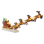 Christmas Santa Claus Sleigh and Reindeer Figurine with LED Lights Holiday Ornament Xmas Home Tabletop Decoration Gift