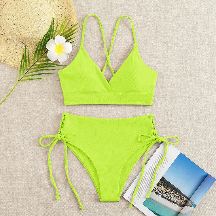 Cikini V-hals split bikiniset voor dames