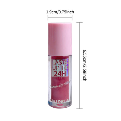 6 Colors Glitter 1pcs Lip Glaze Long Lasting Lip Gloss Waterproof Liquid Lipstick Makeup Lip Oil Lip Tint Moisturizing Lip Balm