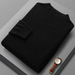 Autumn Winter Seamless Readymade Garments Men's Half High Neck Pullover Long Sleeve Loose Sweater 100% Wool Casual Knit Underlay
