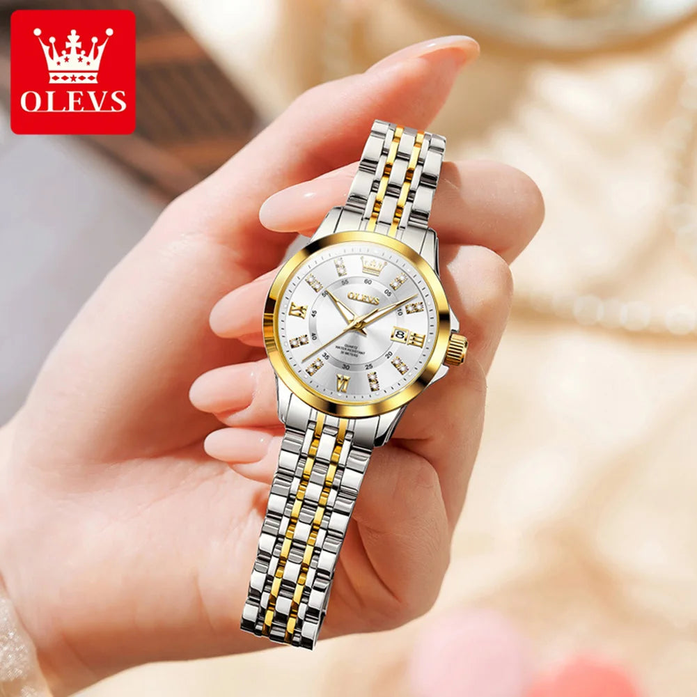OLEVS 3620 Womens Watches Original Brand Elegant Fashion Quartz Wirtwatch For Ladies Waterproof Luminous Diamond Scale Reloj