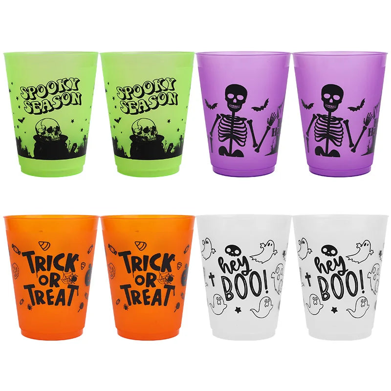 8-24Pcs Halloween Drinking Cups Boo Skull Plastic Juice Cocktail Cup for Halloween Party Home Table Decoration Supplies