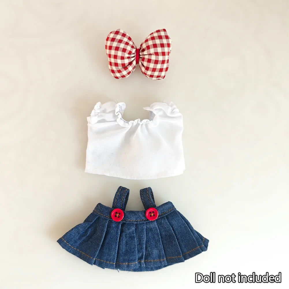 17cm Mini Plush Doll'S Clothes Outfit Accessories For Korea Kpop Exo Labubu Idol V1 V2 Strap skirt set Clothing Gift