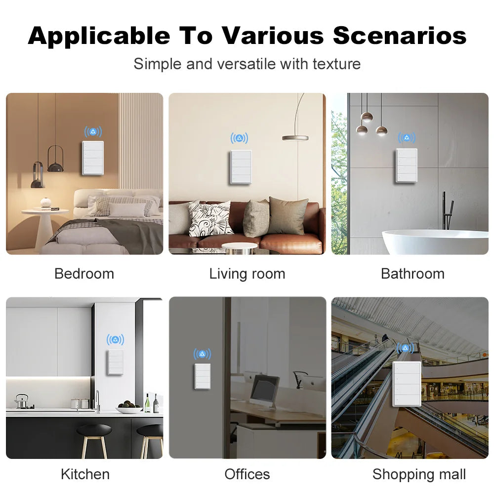 Manhot Matter WiFi Smart Wall Light Switch 1 2 3 4 Gangs with Neutral Wire Push  Physical Light Switches work with Homekit App