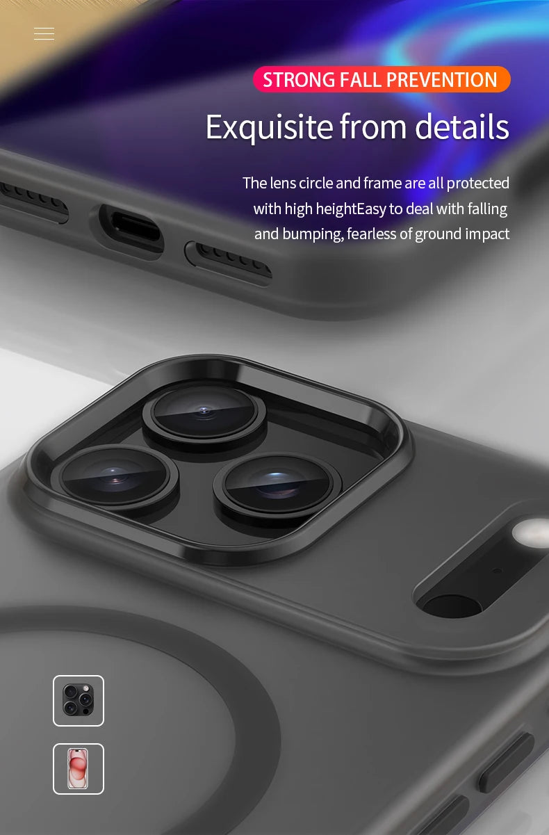 Shockproof Matte Transparent Case For Magsafe Case For iPhone 17 Pro Max 17 Air 17 Pro 17 Wireless Charge TPU Soft Cover Funda