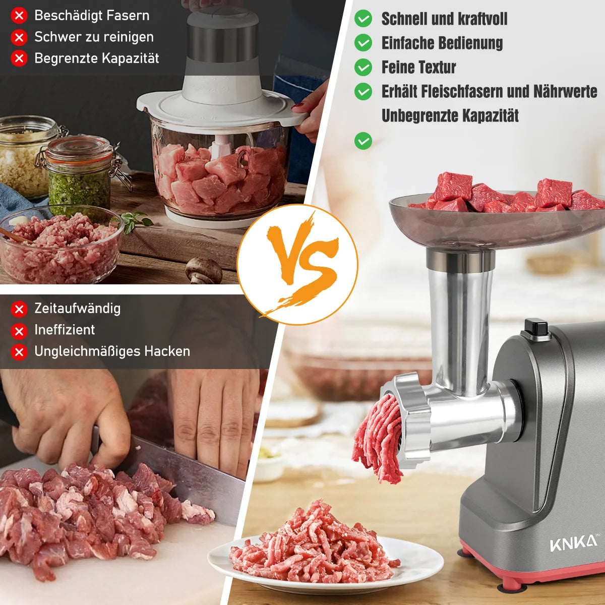 Electric Meat Grinder with 3 Stainless Steel Cutting Plates, Cookie and Sausage Chopper for Home Kitchen, Christmas Dinner Tools