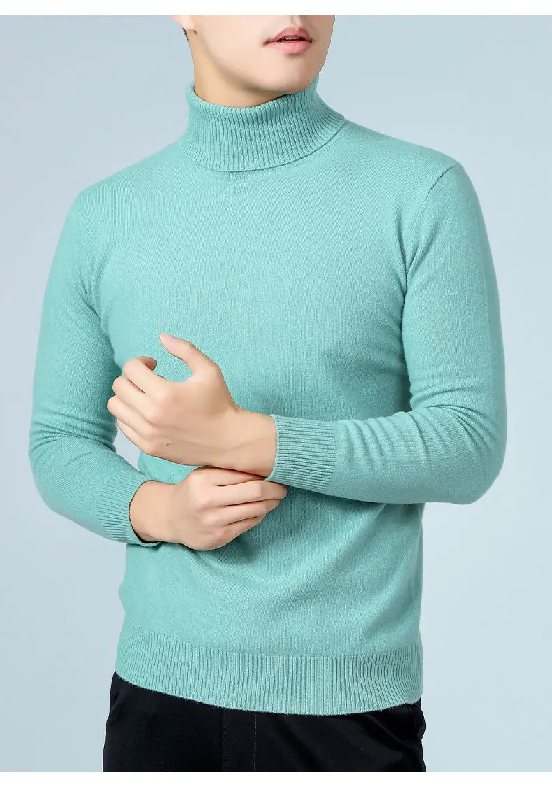 100% Wool Man Pullovers Winter New Fashion Vneck Sweater Hot Sale Wool Knitted Jumpers Male Woolen Clothes Standard Tops