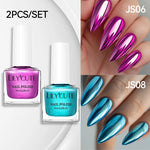 LILYCUTE 7ML 2PCS/SET Metallic Nail Polish Mirror Blue and Rose Gold Effect Varnish Semi-Permanent Nail Art Manicure Aupplies