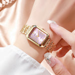 1/2/4PCS Luxury Women Watches Fashion Rectangle Woman Quartz Watch Stainless Steel Band Wristwatches Reloj Mujer（Without Box）