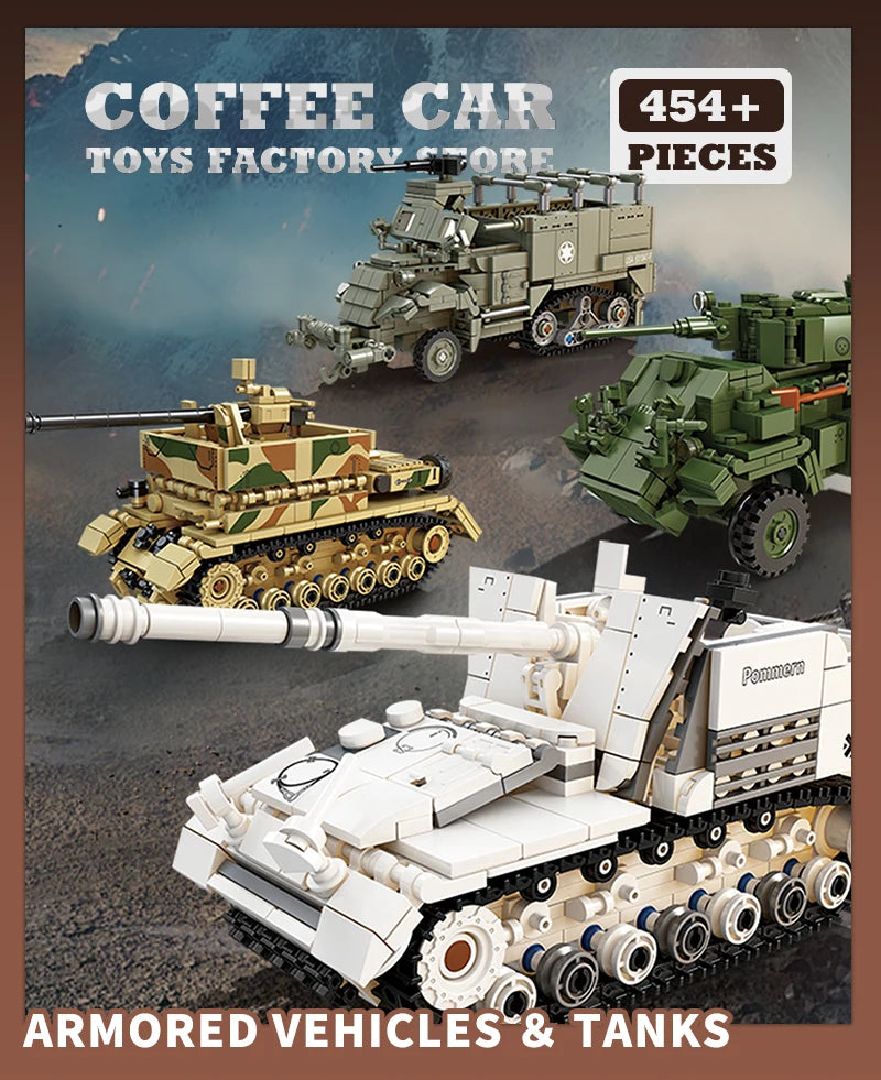 WW2 Classic Anti-tank Gun Building Blocks Army Weapon Toys Military Armored Cars MOC Bricks Tank Model Adult Children Gifts NEW