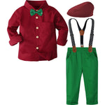 Baby Christmas Outfit Boy Kids Gentleman Formal Suit Toddler Suspenders Clothing Set Infant Party Dress Shirt