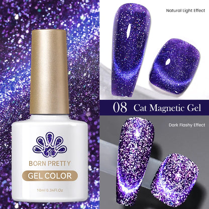 BORN PRETTY 10ml Silver Water Light Cat Magnetic Gel Nail Polish Nail Supplies Vernis Semi Permanent Gel for Fall Winter Nails