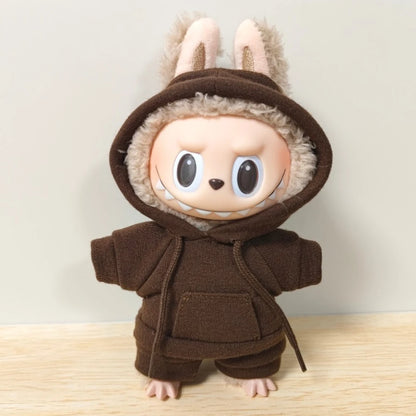 Labubu Casual Sweatsuit Set - Comfy Labubu Clothes for 15/17cm Dolls Featuring Ribbed Hem Details