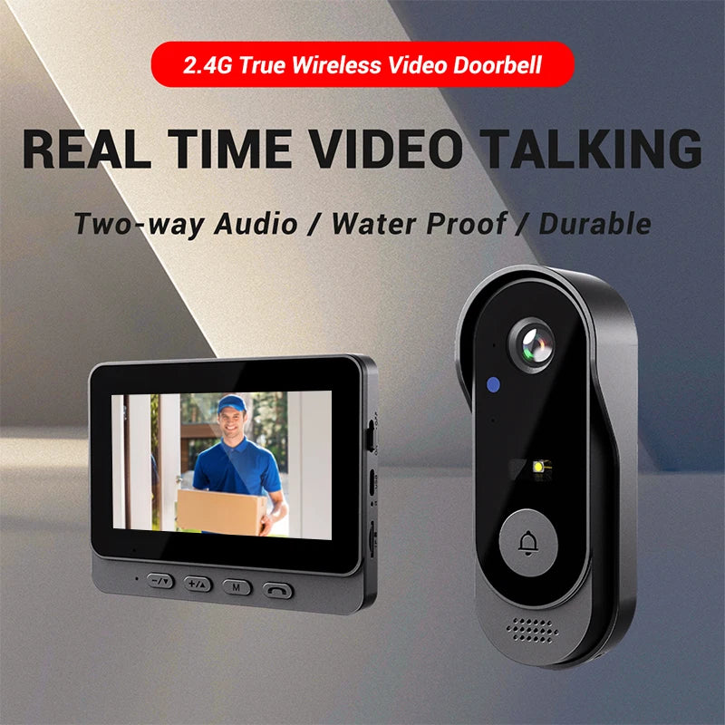 Smart Video Doorbell Outdoor Waterproof Intercom Doorbell Infrared Night Vision Audio Real-Time Monitoring Security Camera
