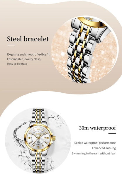 OLEVS 3620 Womens Watches Original Brand Elegant Fashion Quartz Wirtwatch For Ladies Waterproof Luminous Diamond Scale Reloj