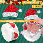 500Pcs Christmas Hat Stickers Roll Laser Red Santa Hat Seal Stickers Xmas Decals for Envelope Journal Decor Party Supplies,3cm