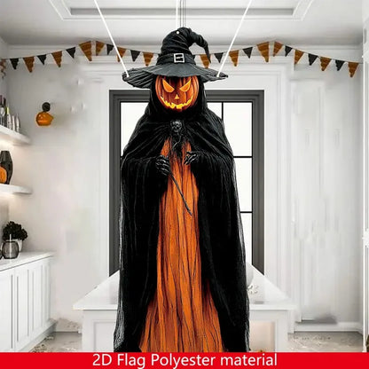 2D Halloween Horror Evil Pumpkin Man hanging Background Cloth Halloween Terror Atmosphere Indoor and Outdoor Decoration Supplies