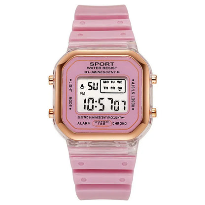 New Fashion Digital Student Transparent Electronic Watch Candy Multicolor LED Women Men Sports Waterproof Watches Clock Gift