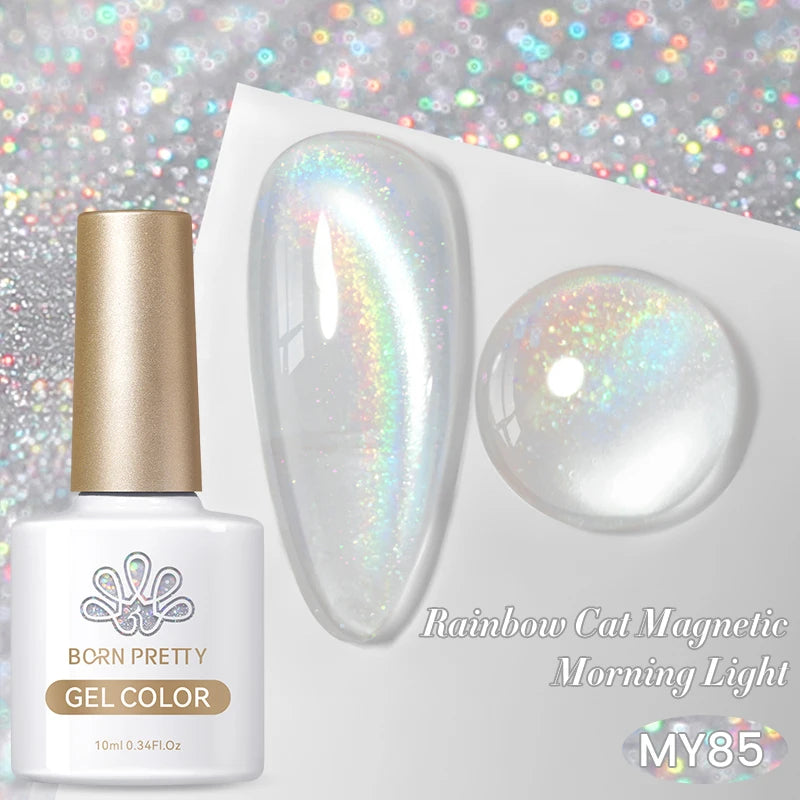 BORN PRETTY 10ml Silver Water Light Cat Magnetic Gel Nail Polish Nail Supplies Vernis Semi Permanent Gel for Fall Winter Nails