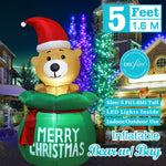 Christmas Inflatable Decorations - Branch Snowman, Santa Claus, Gingerbread Man, Gift Bag Snowman LED Light Lawn Decorations
