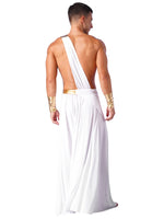 Mens Ancient Greek God Toga Gladiator Costumes Roman Emperor One Shoulder Sleeveless Robe Halloween Medieval Warrior Outfits